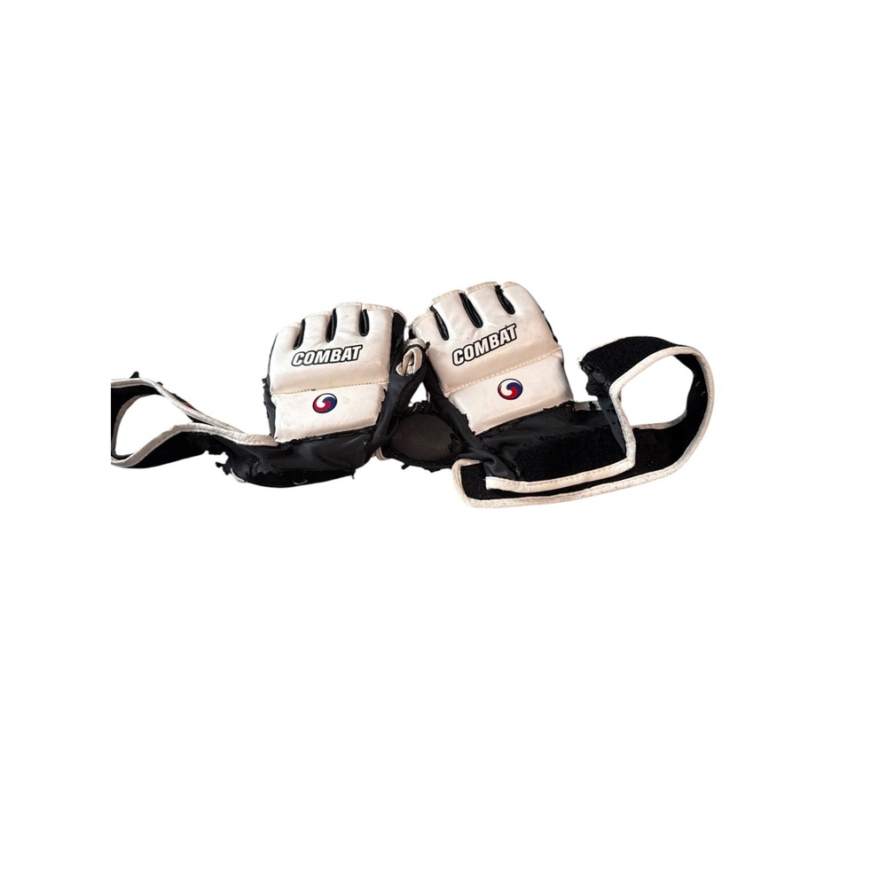 ATA Combat Martial Arts Sparring Gloves Black White Padded Fingerless MMA MMA